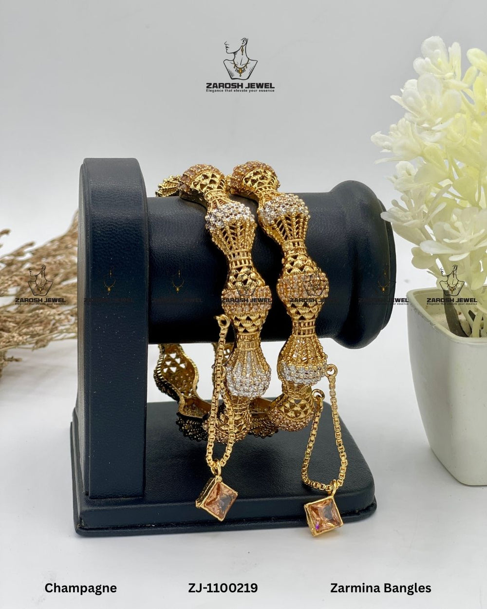 Zarmina Bangles Openable | ZAROSH JEWEL Champagne