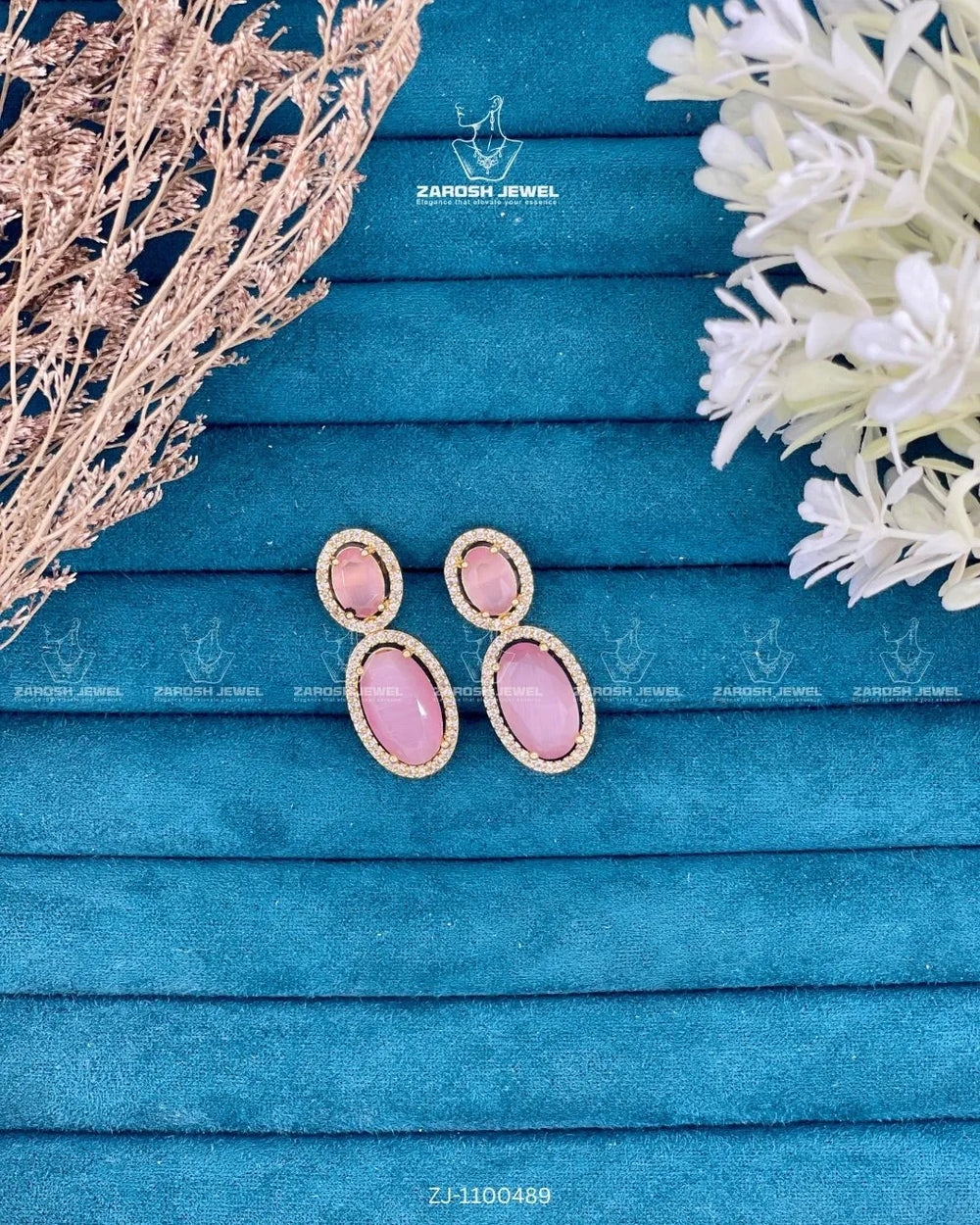 Zar Oval Drops | ZAROSH JEWEL Mint Pink