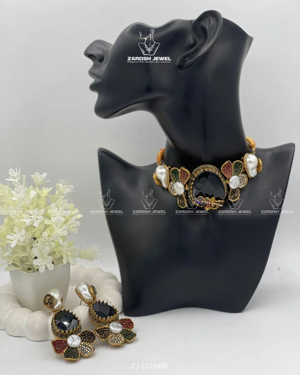 Shabana Choker Set | ZAROSH JEWEL Black Multi