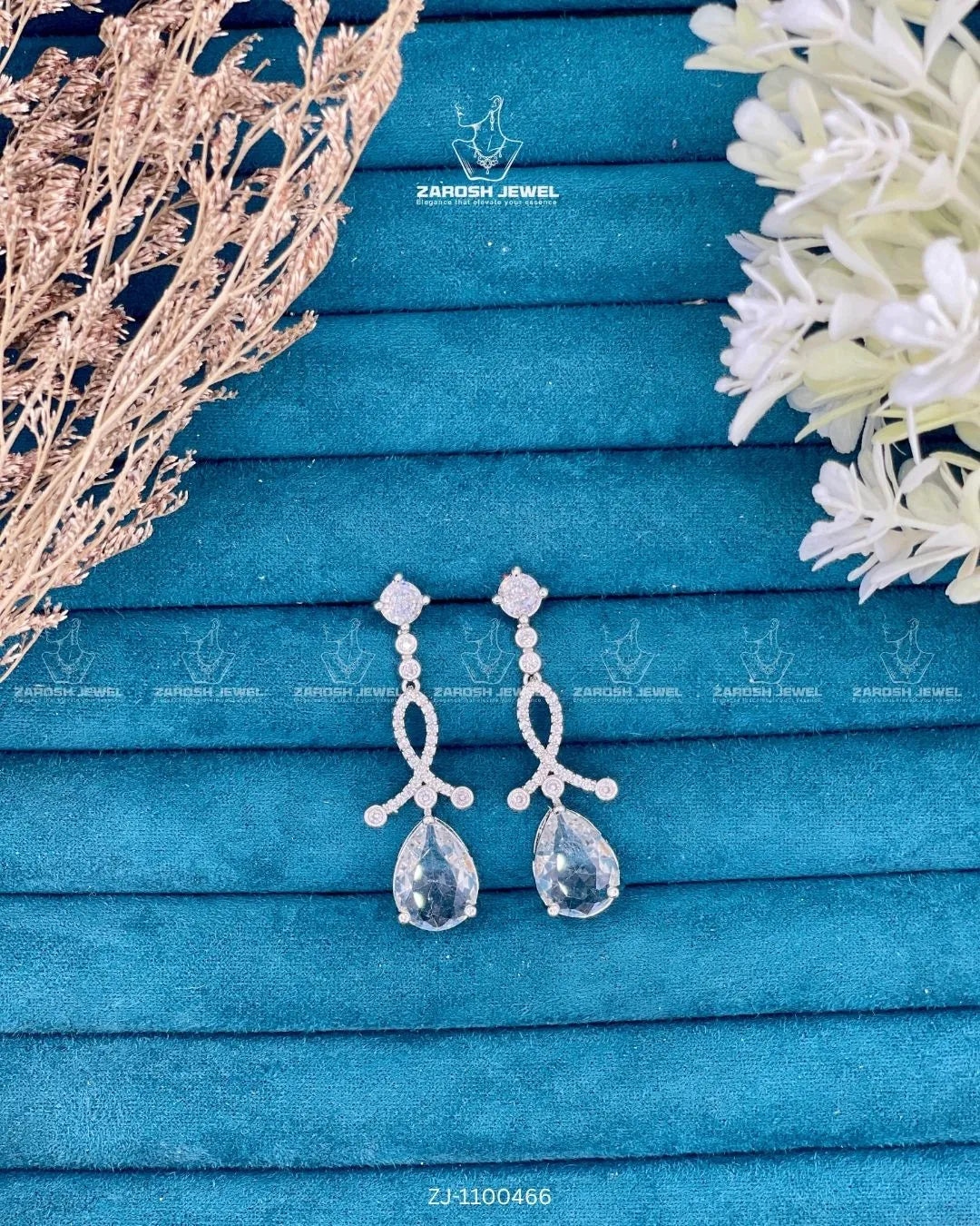 Lutf-e-Naz Drop Earrings | ZAROSH JEWEL White