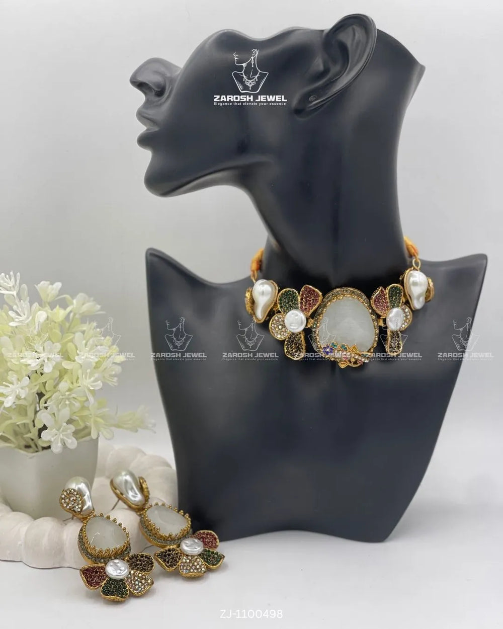 Shabana Choker Set | ZAROSH JEWEL Pearl Multi