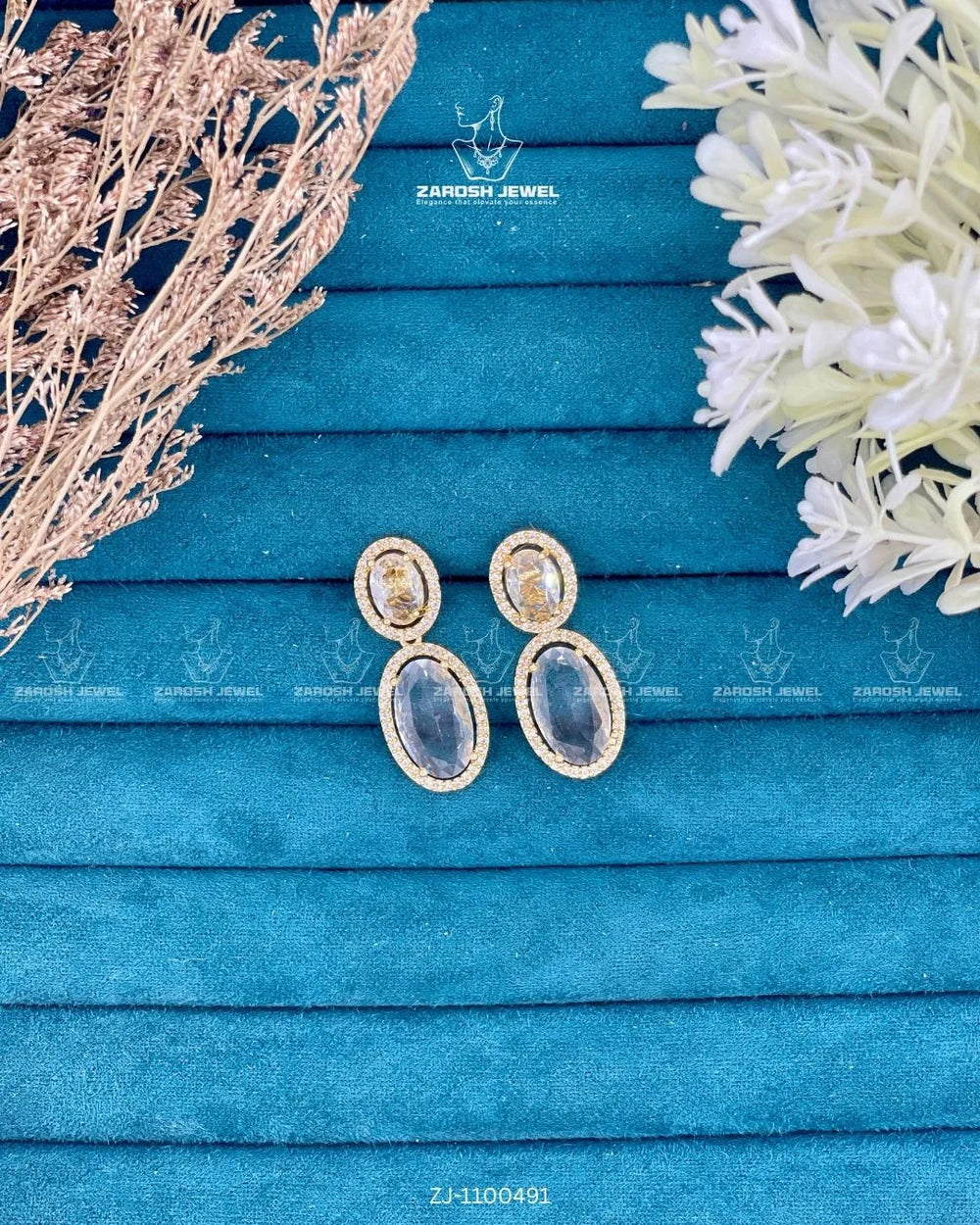 Zar Oval Drops | ZAROSH JEWEL White