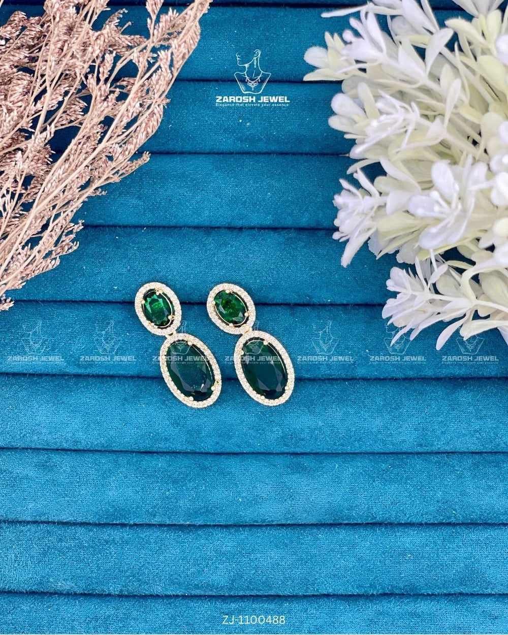 Zar Oval Drops | ZAROSH JEWEL Green