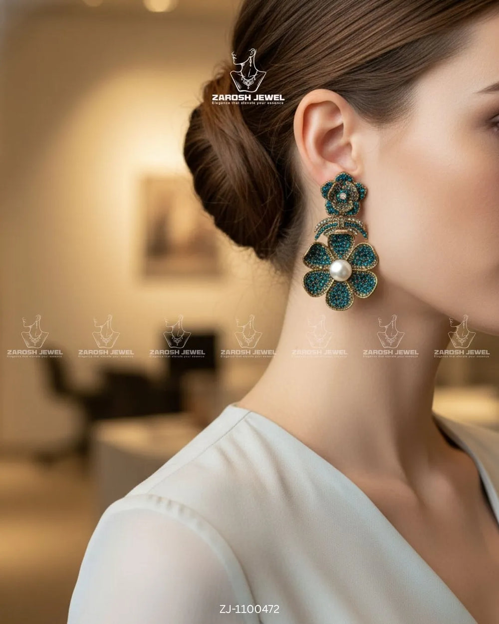 Gul-e-Shab Stud Earrings | ZAROSH JEWEL