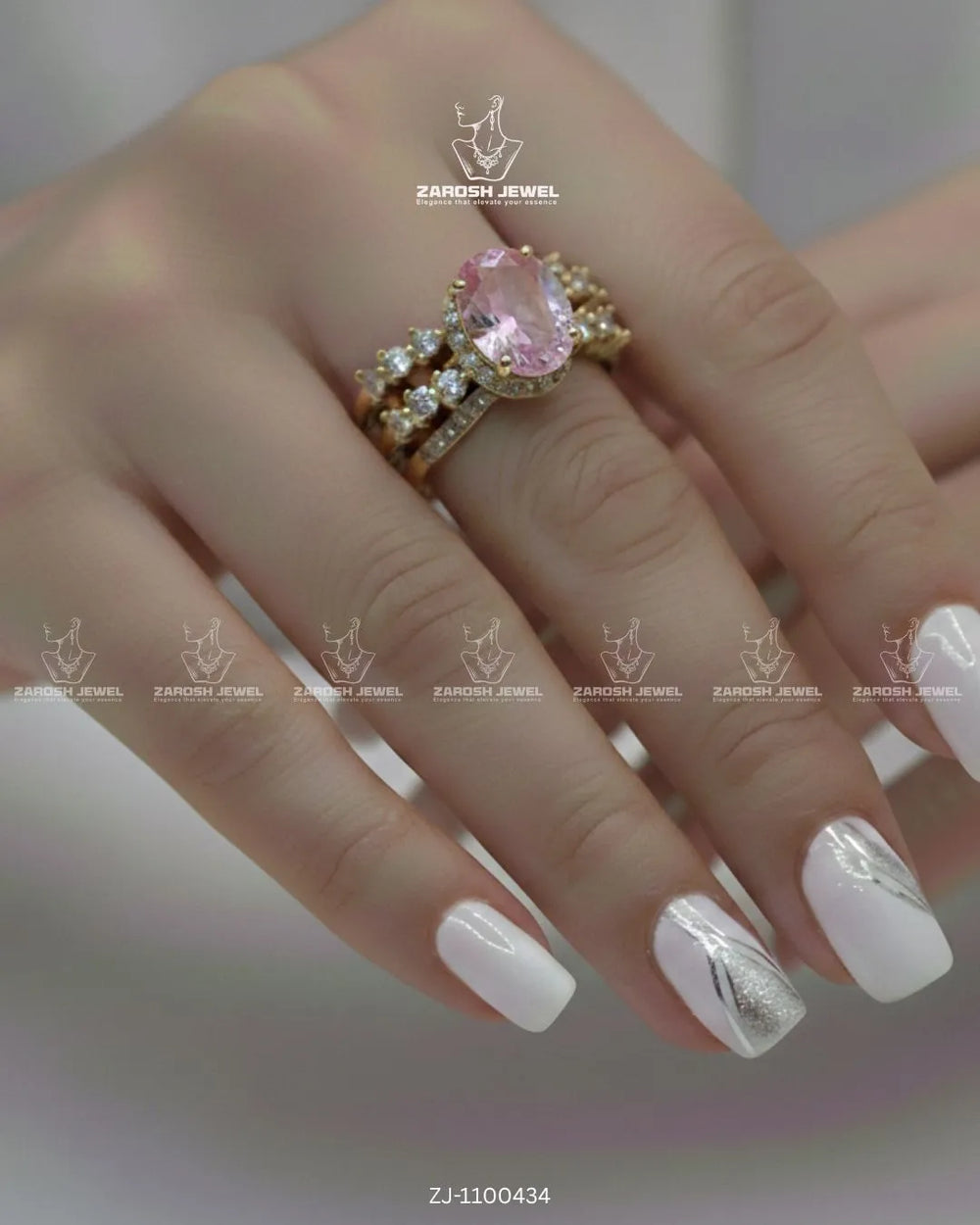 Guldaan Cluster Ring | ZAROSH JEWEL Mint Pink