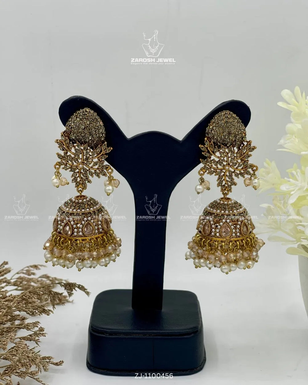 Shehzadi Jhumkay | ZAROSH JEWEL Grey