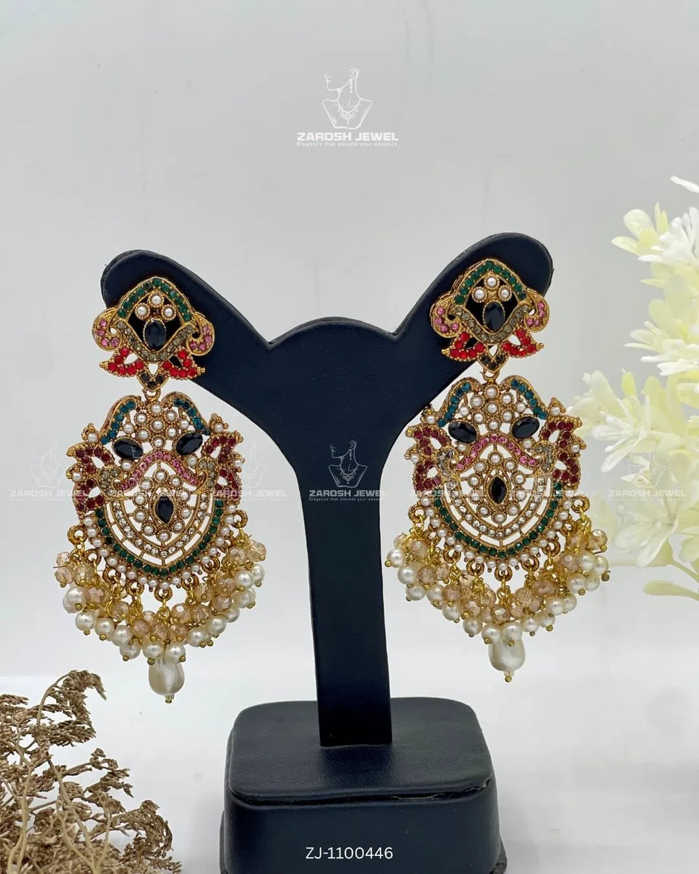 Nazakat Jhumkay | ZAROSH JEWEL Pearl Multi