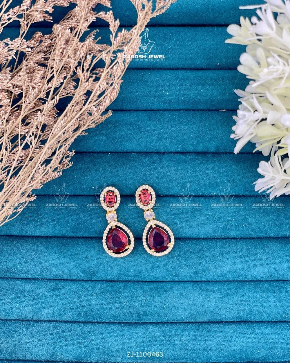 Anjum Teardrop Earrings | ZAROSH JEWEL Fuchsia