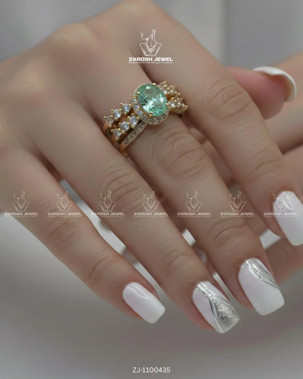 Guldaan Cluster Ring | ZAROSH JEWEL Mint Green