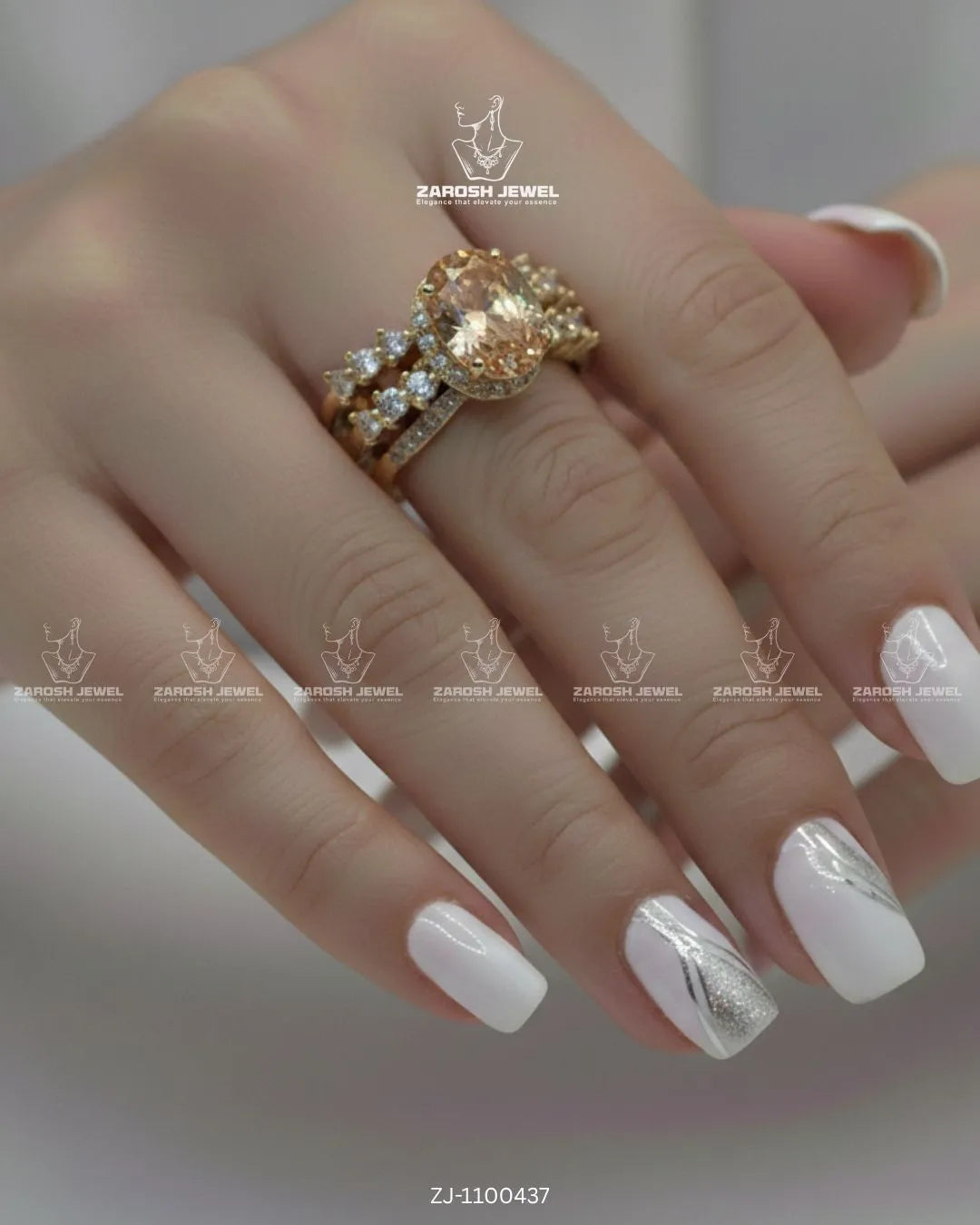 Guldaan Cluster Ring | ZAROSH JEWEL Champagne