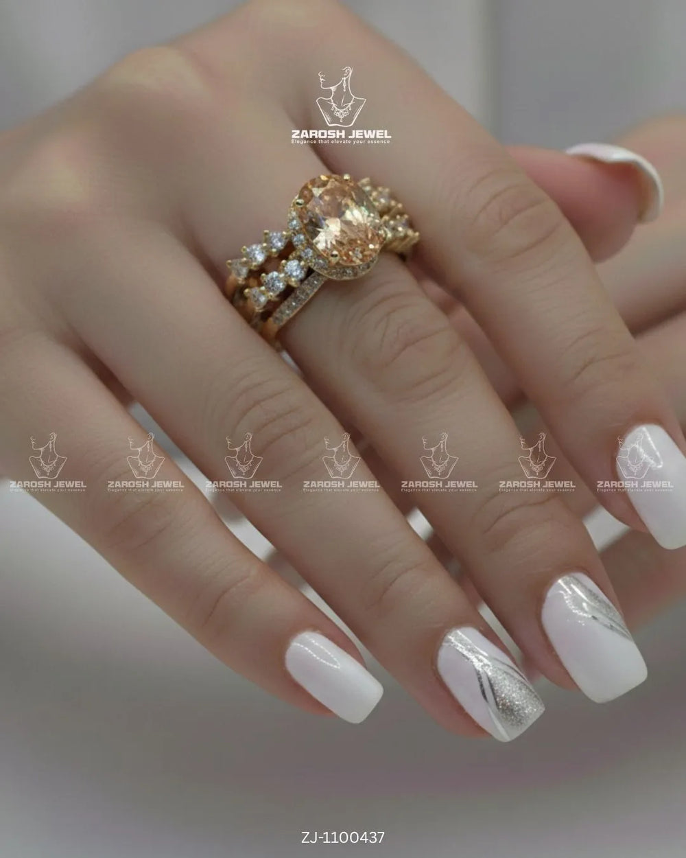 Guldaan Cluster Ring | ZAROSH JEWEL Champagne