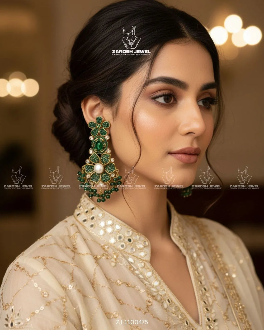 Bridal Pearl Floral Jhumkay | ZAROSH JEWEL