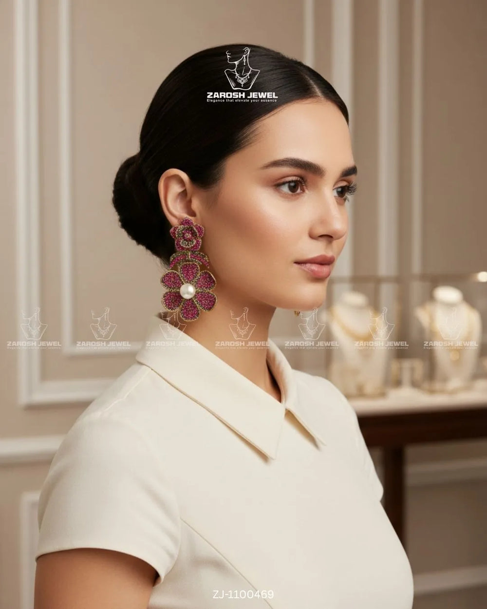 Gul-e-Shab Stud Earrings | ZAROSH JEWEL