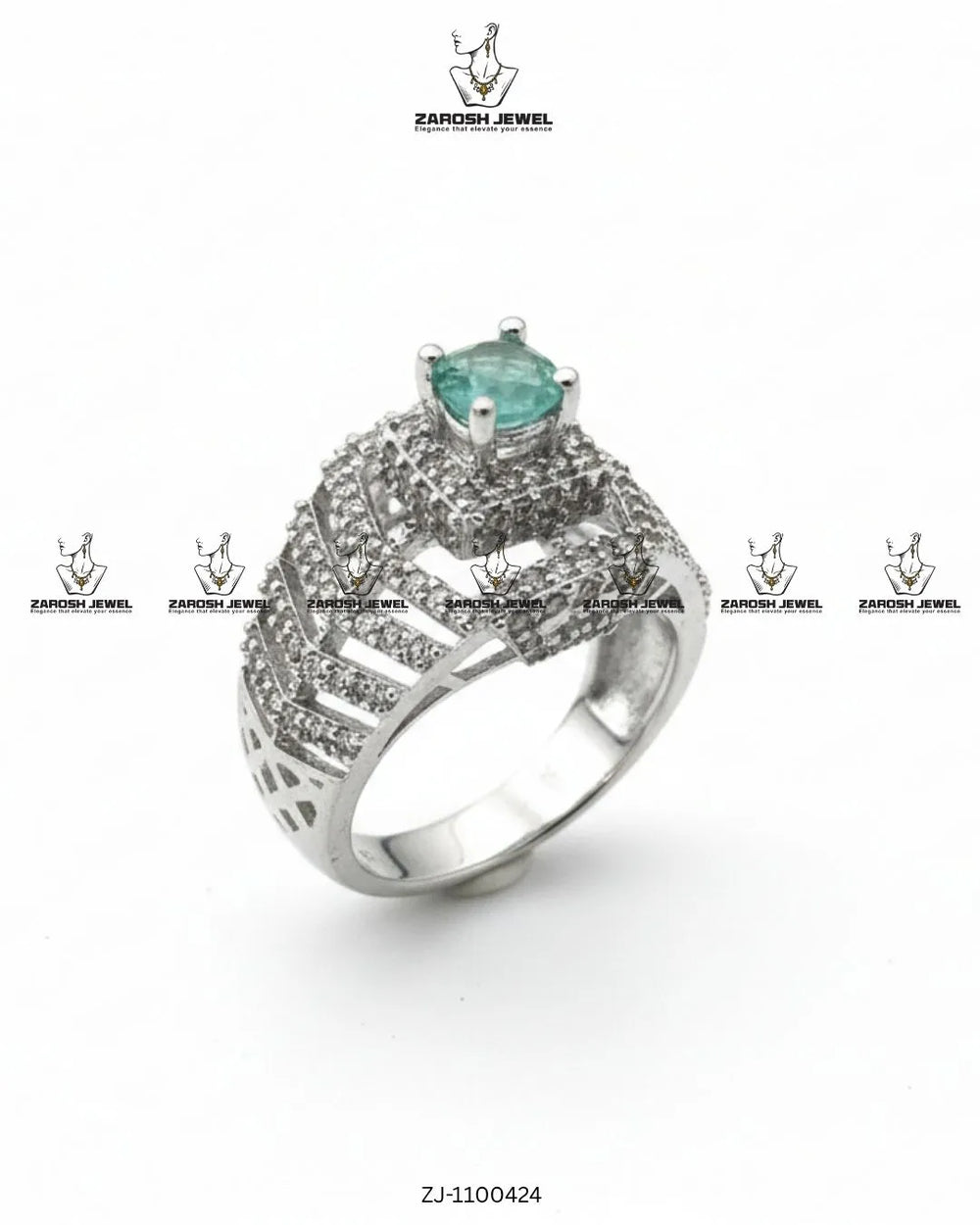 Mehraab Cascade Ring | ZAROSH JEWEL Mint Green
