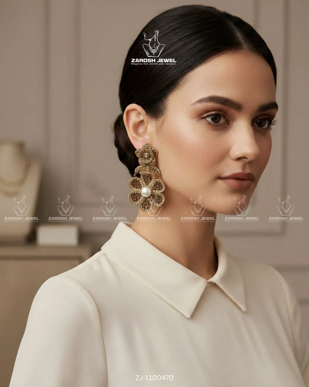 Gul-e-Shab Stud Earrings | ZAROSH JEWEL