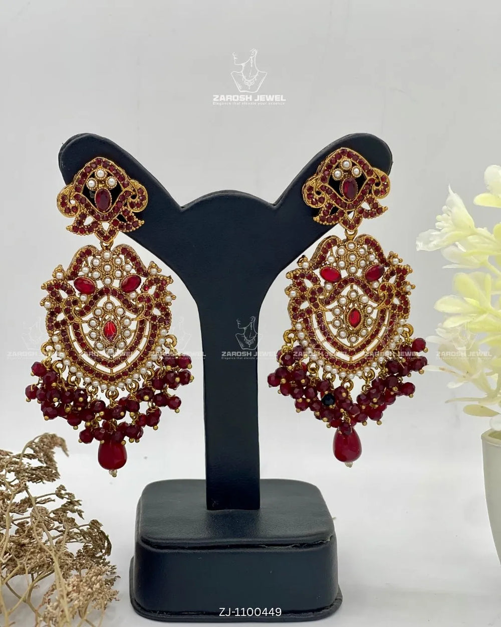 Nazakat Jhumkay | ZAROSH JEWEL Red