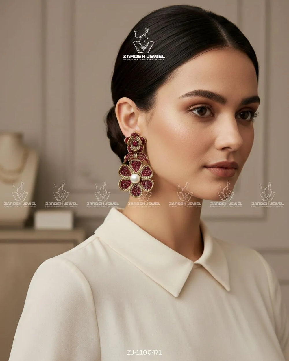 Gul-e-Shab Stud Earrings | ZAROSH JEWEL