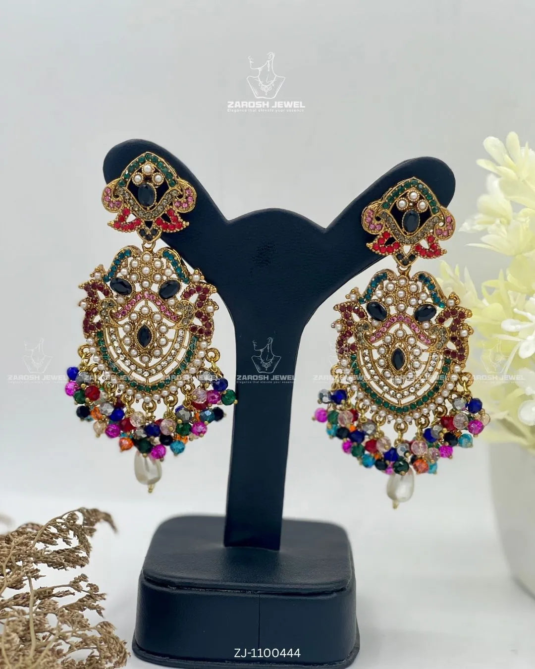 Nazakat Jhumkay | ZAROSH JEWEL Black Multi