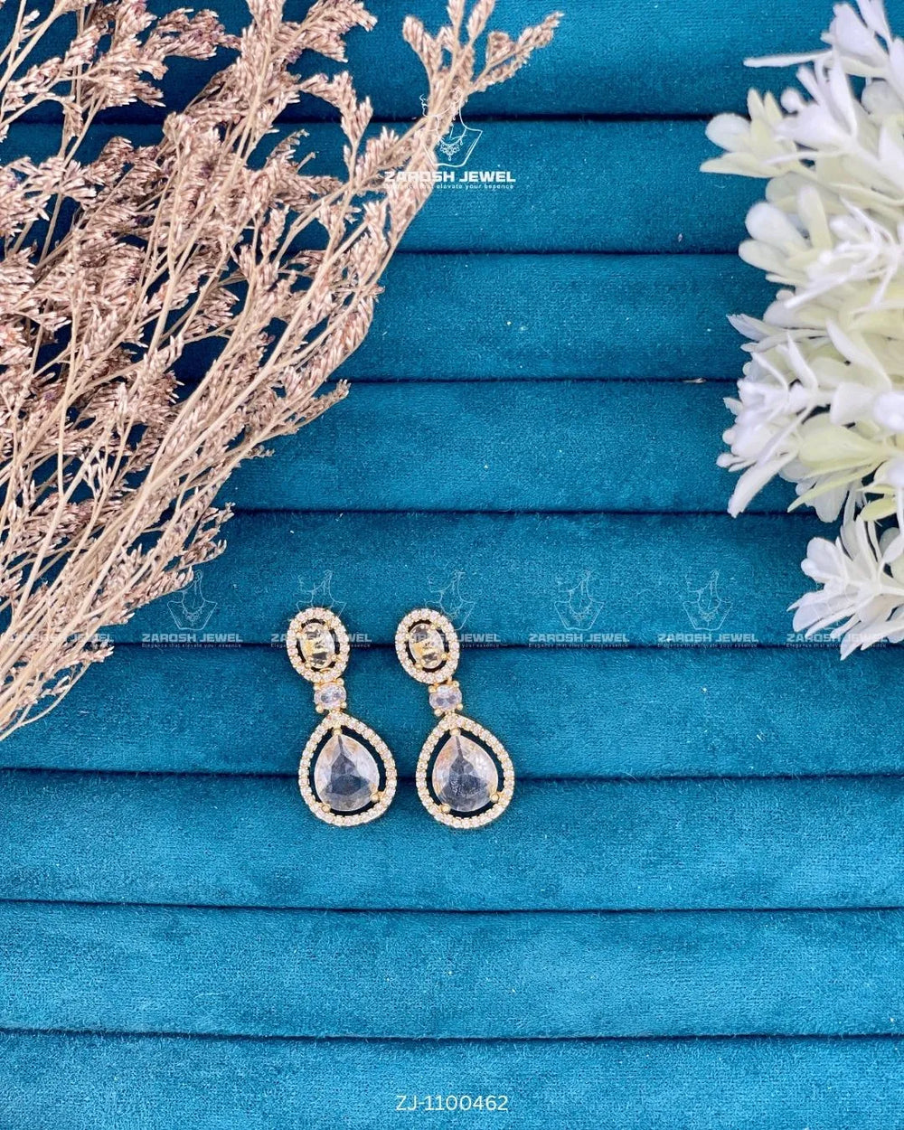 Anjum Teardrop Earrings | ZAROSH JEWEL White