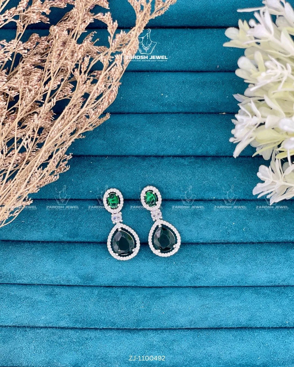 Aab-e-Hayat Drops | ZAROSH JEWEL Emerald Green