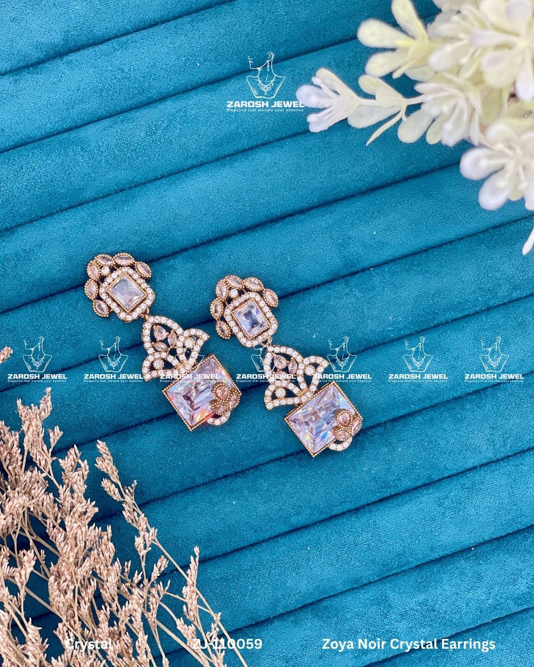 Zoya Noir Crystal Earrings | ZAROSH JEWEL Crystal