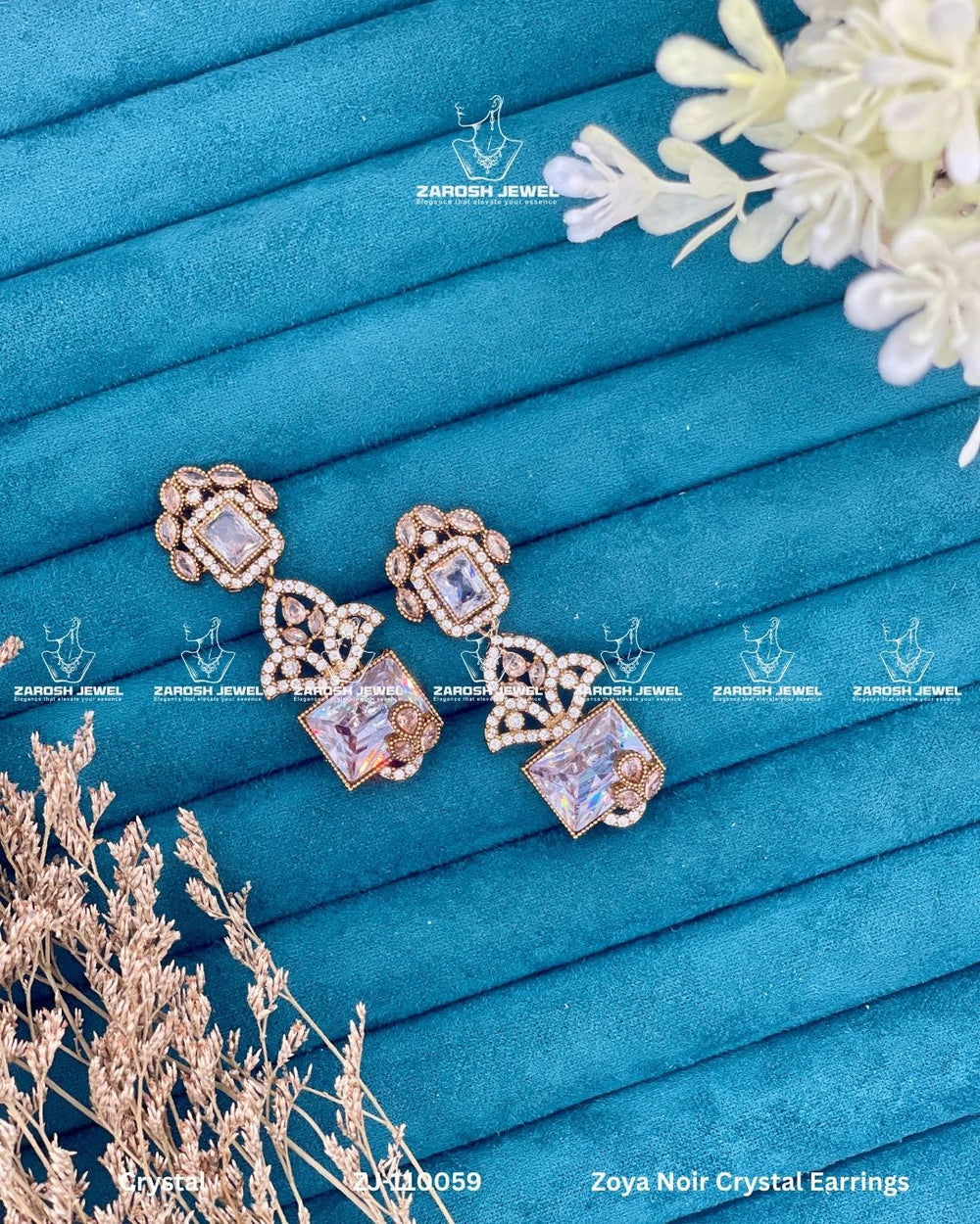 Zoya Noir Crystal Earrings | ZAROSH JEWEL Crystal