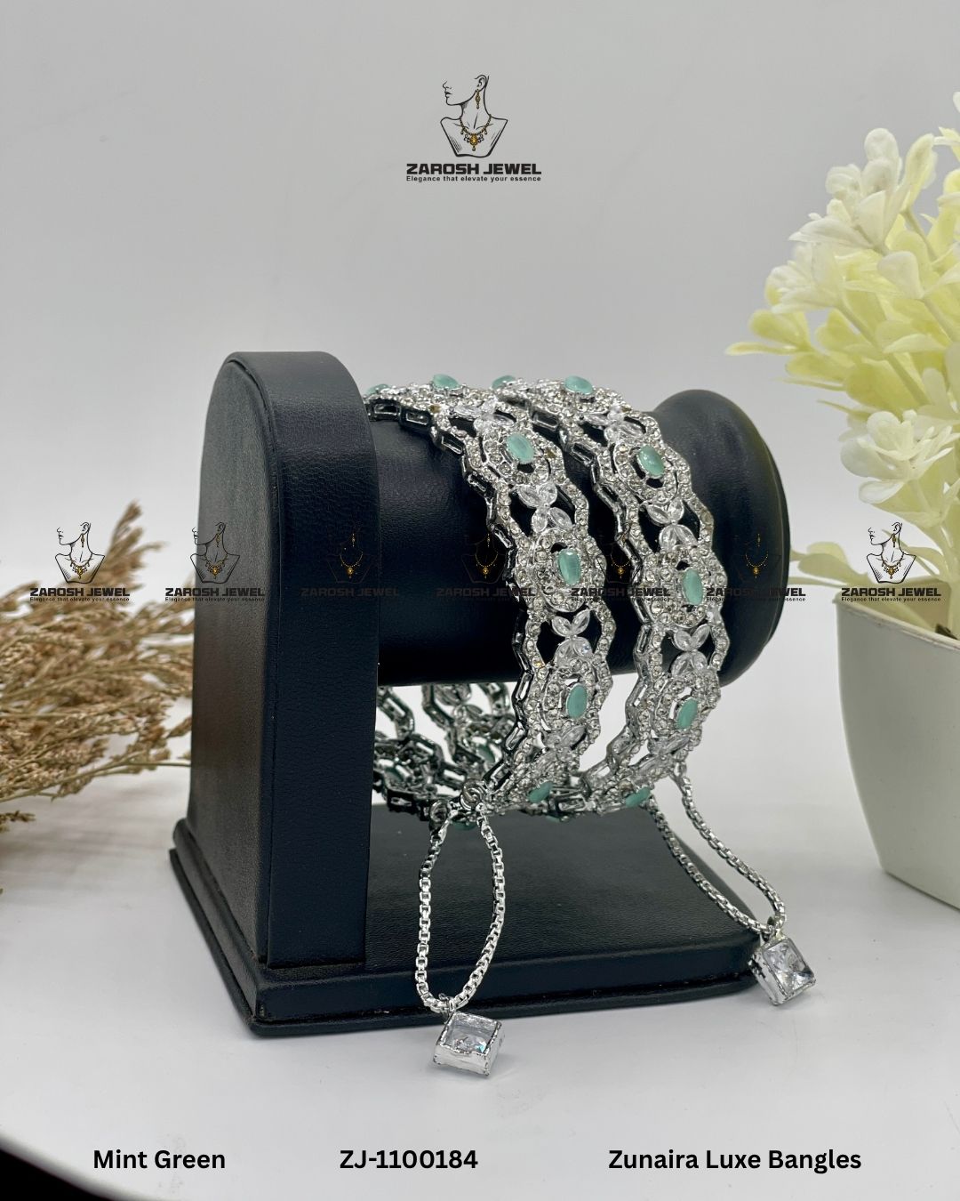 Zunaira Luxe Bangles | ZAROSH JEWEL Mint Green