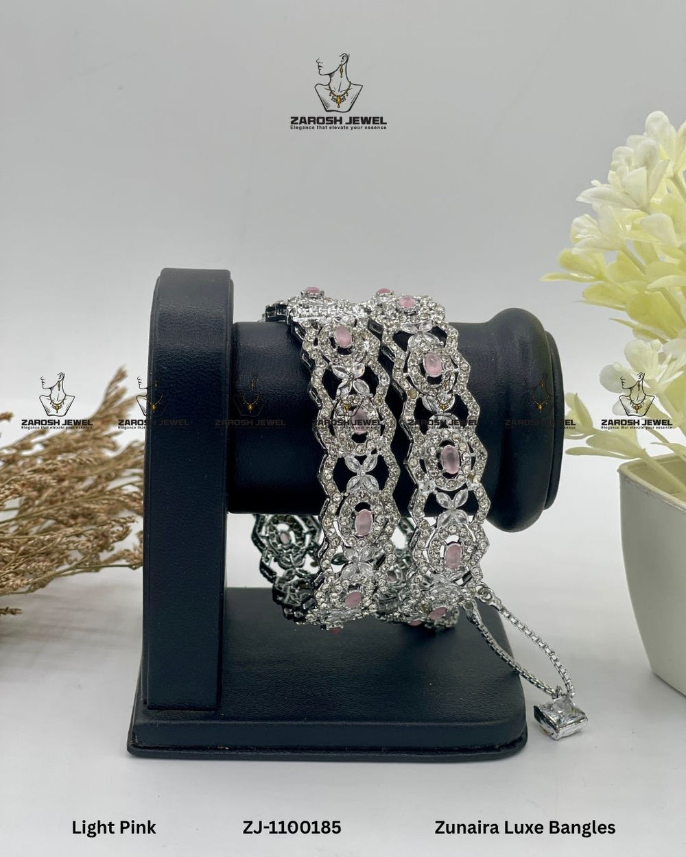 Zunaira Luxe Bangles Openable | ZAROSH JEWEL Mint Pink