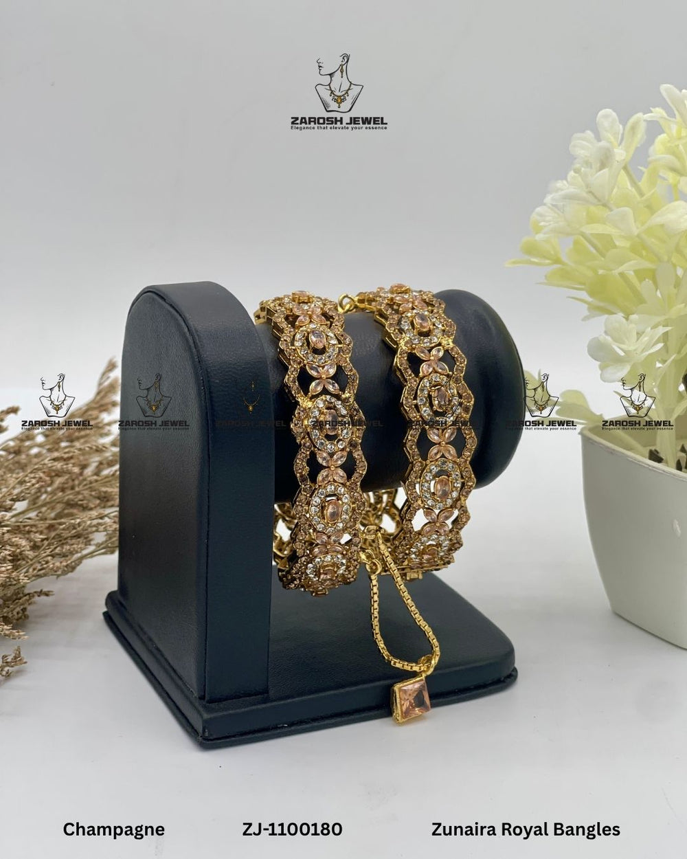 Zunaira Royal Bangles Openable | ZAROSH JEWEL Champagne