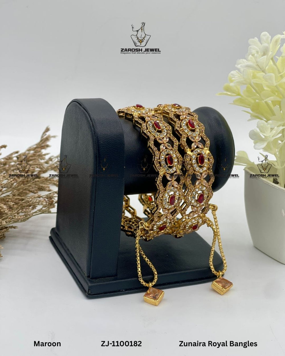 Zunaira Royal Bangles Openable | ZAROSH JEWEL Maroon